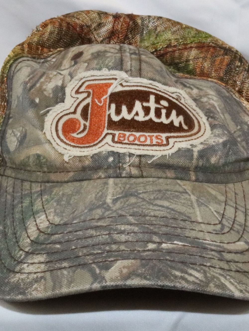 Justin Boots Hat Cap  Camo Embroidered Logo Mesh Trucker Snapback